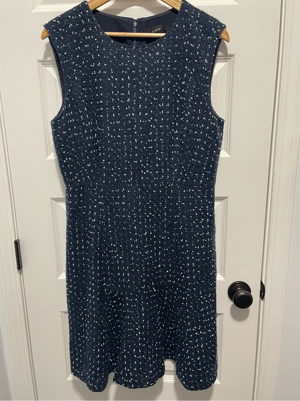 Dress J.Crew Navy Blue Tweed Bouclé Sleeveless Size 12